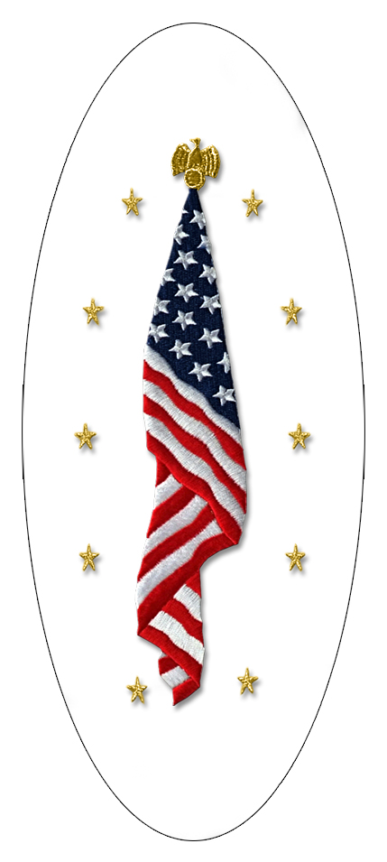 D516 550 GD WT Flag at Rest White with Gold Stars